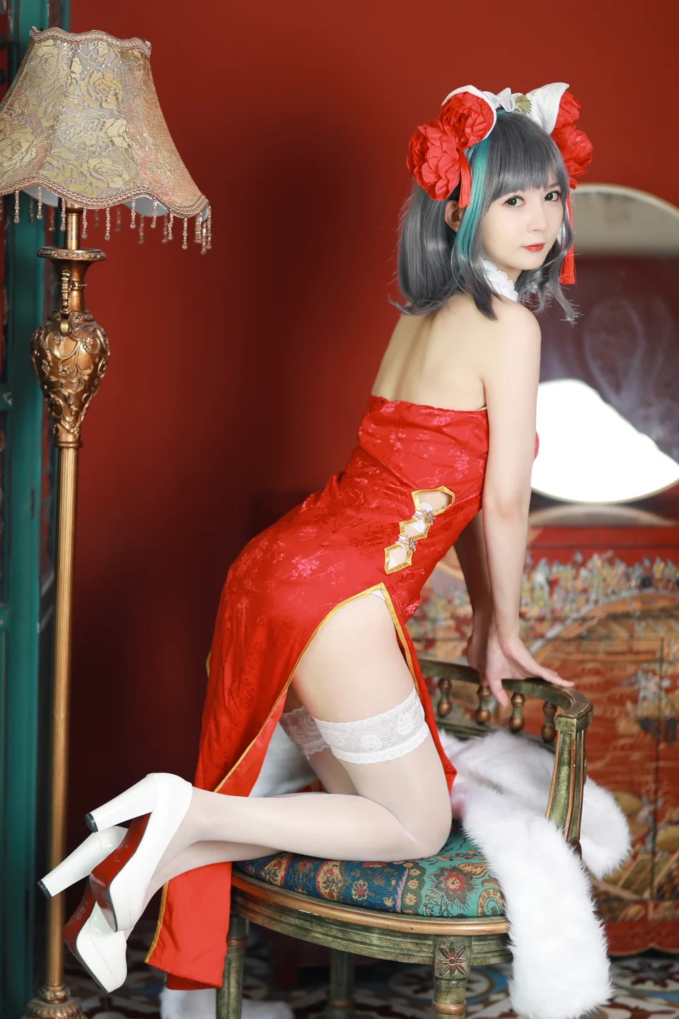 51酱 - 碧蓝航线·柴郡 新春旗袍 [12P-55MB] tg@simisebaisi 【丝足阁】011.webp